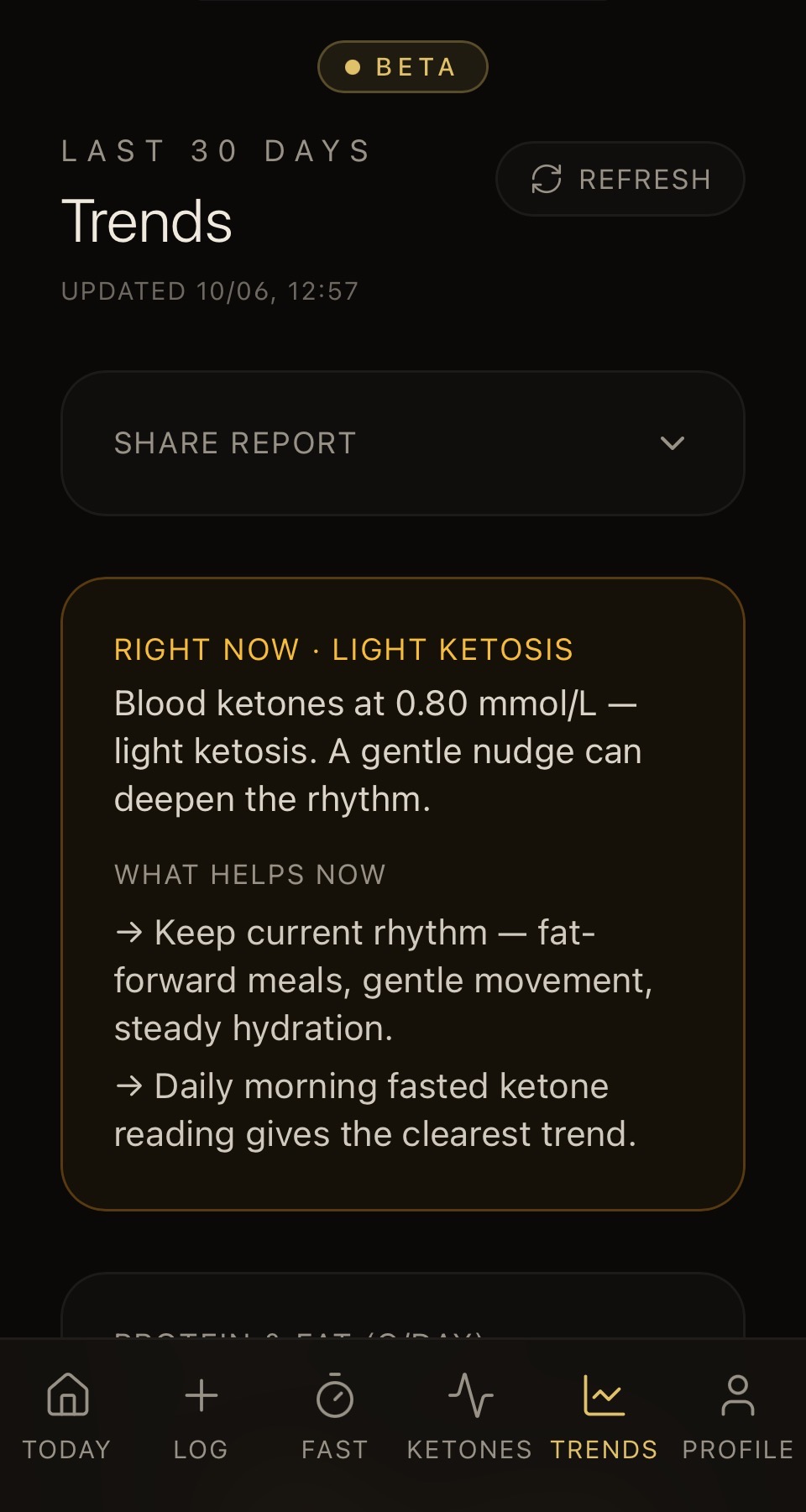 30-day trends overview with right-now insight
